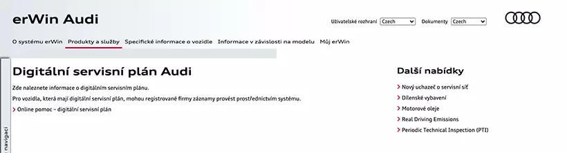 digitální servisní plán audi